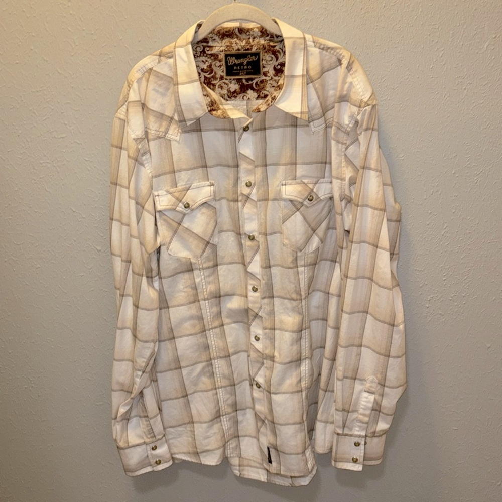 Wrangler Retro Western Shirt Pearl Snap Long Sleeve Men’s Sz 2XLT XXL